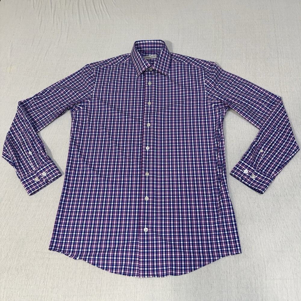 Collars and Co Golf Short Sleeve Blue Purple Checks Button Up Small Preppy NWOT